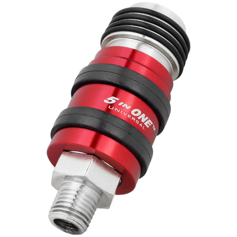 5 In One Universal Safety Exhaust Quick Connect Industrial Coupler 1/4 Inch NPT Male with metal body and safety design