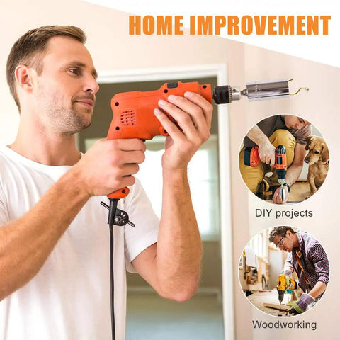 Man using power drill with Universal Socket Tool Set For Men Gifts For Dad Husband Grandpa Stepdad With Power Drill Adapter Adjustable Grip That Fits Any Size Or Shape