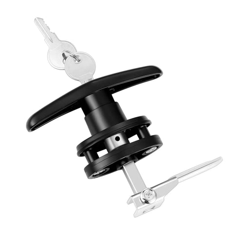 Universal Truck Cap T Handle Lock Complete Set for Toppers Camper Shells and Tonneau Covers Includes Two T Handles Dust Covers Cam Plates Spacers Steel Cams and Four Keys Key Alike for Left and Right