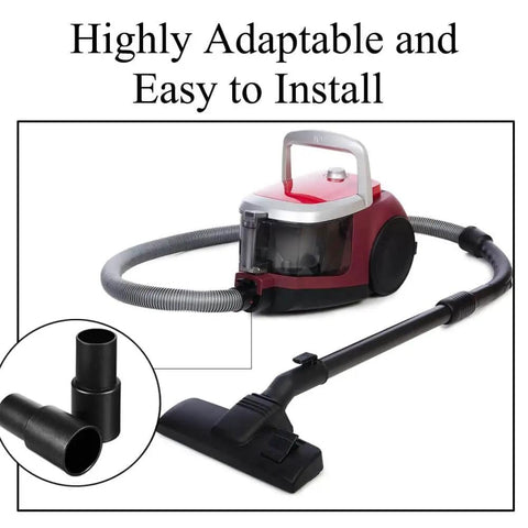 Two Piece Universal Vacuum Hose Adapter Kit with reducer for wet dry shop vac, ergonomic grip, converts 1.26 to 1.37 inch ports.