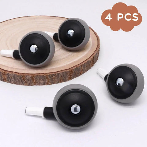 4 Pack Universal Walker Replacement Wheels For Strollers And Learning Walkers shown on wooden surface