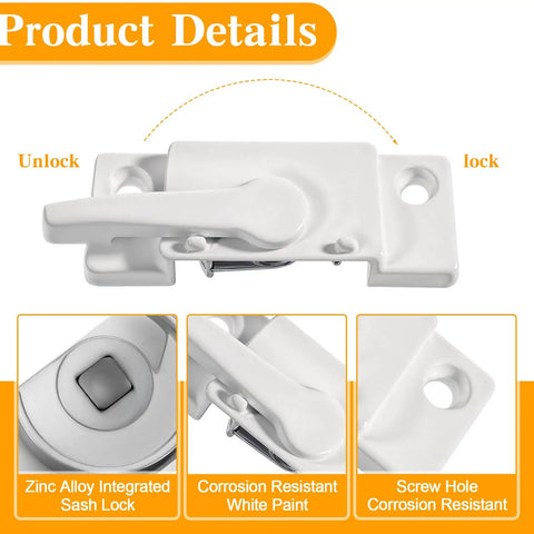 10-Pack Universal Window Sash Locks provide reinforced security with cam-action latches, durable white finish and mounting hardware.