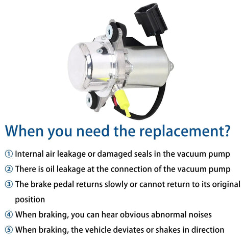 Electric Vacuum Pump For Jeep Wrangler JK JKU 2012 2018 And Volvo GM Buick Cadillac Vehicles UP28 Replacement shown with features list