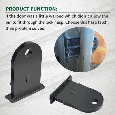 Upgraded Plastic Hasp Latch For Outdoor Resin Shed Replacement Compatible With Cottage Doors And Resin Lock Substitutes shown with installation example