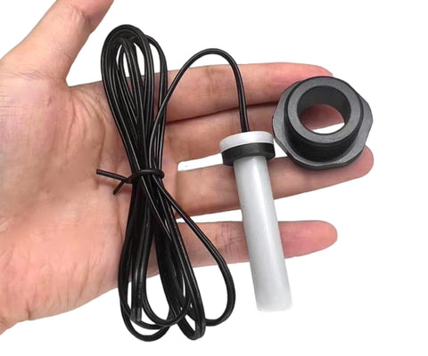 TYHI R0456500 temperature sensor with gray probe, black cable, and mounting grommet for Zodiac Jandy pool heater.
