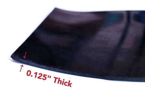 Ultra soft urethane anti vibration pads deliver superior vibration isolation, non skid grip, shown in 0.125-inch thickness.
