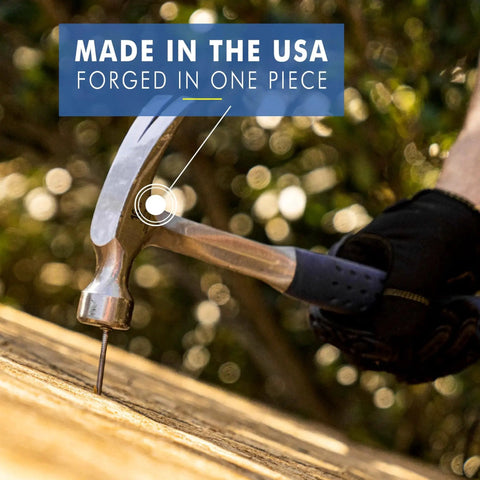 16 Oz USA Made Straight Rip Claw Hammer With Smooth Face And Shock Reduction Grip used for carpentry and DIY projects