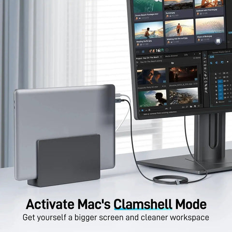 USB C to HDMI Cable 4K 60Hz Thunderbolt Compatible Braided Video Cable connecting laptop to monitor for clamshell mode
