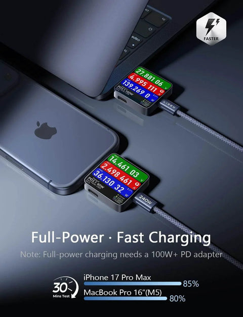 USB C To USB C Cable 240W Fast Charging PD3.1 EPR 6.6ft 2 Pack For iPhone 17 Pro Max with charging indicators