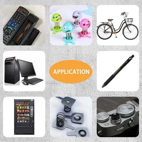 Collage of various items including a bike, remote, vending machine, and desk setup around an 'Application' label.