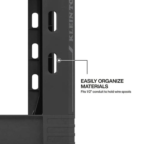 Close-up of Heavy Duty Service Utility Cart With 36 Inch Ergonomic Height And 500 Pound Capacity, showing notches for conduit and boards.