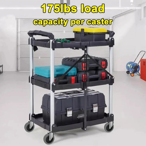 Utility cart with 4 Inch Swivel Stem Caster Wheels, With 7/16 Inch Stem Diameter, Heavy Duty TPR Rubber Castors