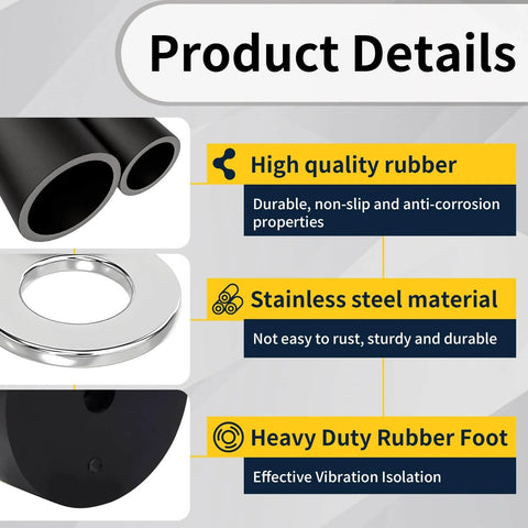 Product details highlighting high-quality rubber, stainless steel material, heavy duty rubber foot for 1-Pack Utility Cart Heavy Duty Built for Moving Boxes, Appliances, and Heavy Cargo at Home, Warehouse, and Delivery Jobs with Stable Rolling, Easy Steering, and Compact Storage Design for Daily Transport Tasks