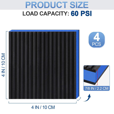 4-pack utility cart component with 4-inch size, 60 PSI load capacity, displayed in black and blue material.