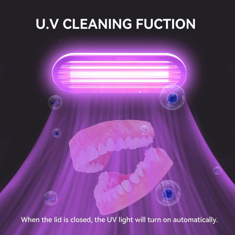Ultrasonic Retainer Cleaner 45kHz Dental Cleaning Machine For Dentures Aligners Braces Jewelry with UV light function
