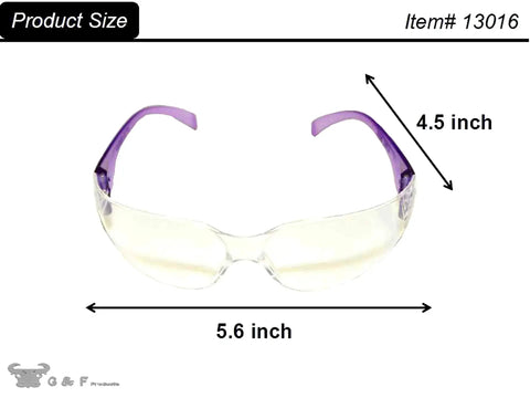 Front view of UV Protection Safety Goggles With 99 Percent UV Impact Resistant Clear Lenses, showing dimensions 5.6 x 4.5 inches.