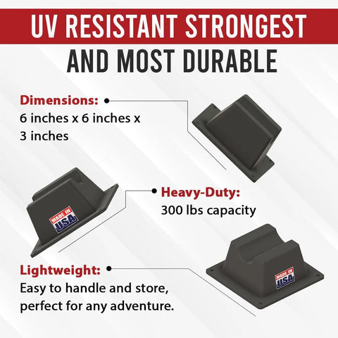 BULLKE 4-pack rooftop pipe supports, 6x6x3 in, UV resistant, 300 lb capacity, Made in USA