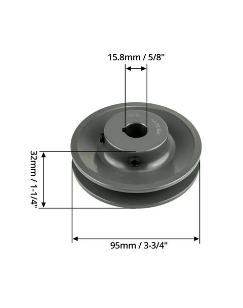 3.75 Inch V Belt Pulley With One Groove Fixed Bore Five Eighths Inch Cast Iron For V Belt 4L A AX Belt Sections Anti Corrosion