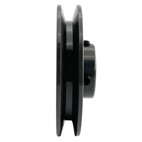 Side view of 4.25 Inch V Belt Pulley For 5/8 Inch Bore Shaft One Groove Cast Iron V-Belt Sheave For A AX 3L 4L Belts, AK4458 Pulley