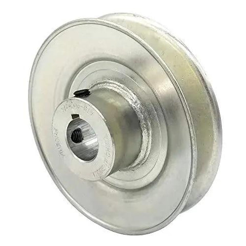 V-Groove Drive Pulley 4 Inch Outside Diameter 3/4 Inch Bore Heavy Duty Split Steel Construction With 3/16 Inch Keyway And Two Factory-Inserted Set Screws
