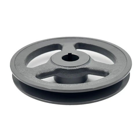 Beefy 5.95 Inch Outside Diameter V Belt Pulley With Seven Eighths Inch Bore Cast Iron Construction For AX 3L 4L V Belts
