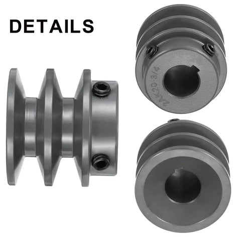 V Belt Sheave Double Groove Web Type Outer Diameter 2 Inch Bore 3/4 Inch Cast Iron Bored-To-Size Compatible With 4L Or A Belts