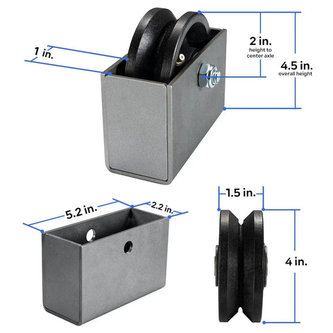 V Groove Cast Iron Wheel With Weldable Box for Sliding Gates and Rolling Doors, 4 by 1.5 inch, supports up to 1200 lb per pair