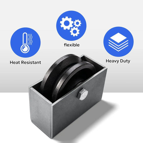 V Groove Cast Iron Wheel With Weldable Box For Sliding Gates And Rolling Doors, 4 By 1.5 Inch Wheel Size, in metal box.