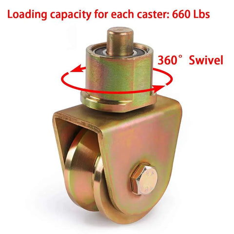V Groove Gate Wheels 2 Inch Caster With 360 Degree Rotational Stem Heavy Duty V Track Roller For Foldable Sliding Gates Galvanized Steel Corrosion Resistant Waterproof 1320 Lb Total Load Capacity Pack Of 2 Ideal For Residential Or Commercial Gate Systems