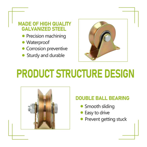 Heavy Duty 3 Inch V Groove Caster Wheels With Double Bearings For Industrial Machines And Sliding Gates, product design