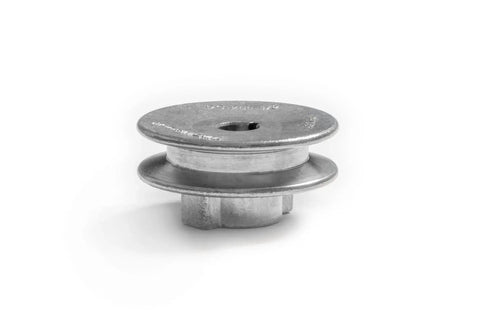 Heavy Duty 2.5 Inch V Groove Drive Pulley with Half Inch Bore, Z3A Zinc Alloy Die Cast Construction, precision machined, side view