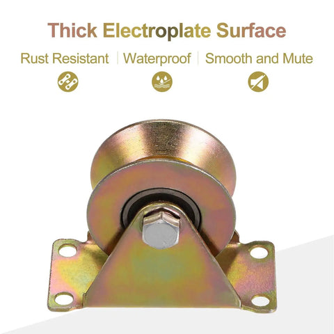 Close-up of thick electroplated surface on Heavy Duty 8 Pack 2.2 Inch V Groove Gate Caster Wheels With Brackets For Inverted V Track