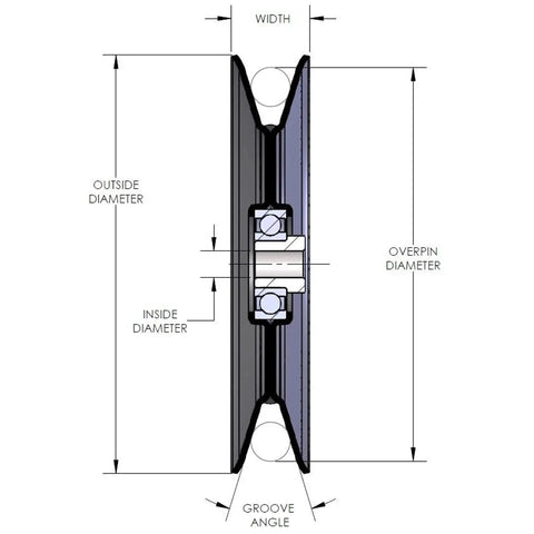 Diagram of V-Groove Drive Pulley 4 Inch Outside Diameter 3/4 Inch Bore Heavy Duty Split Steel Construction with dimensional labels.