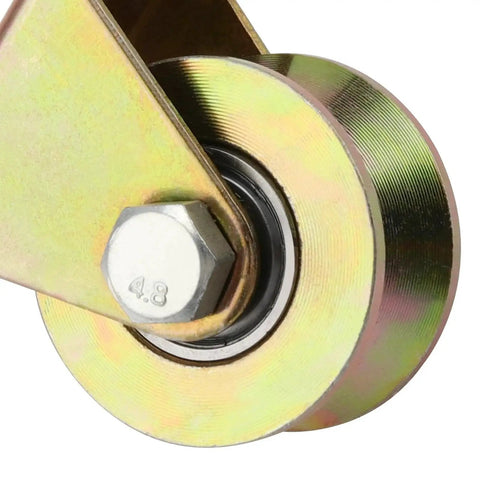 Close-up of 10 Pack 2 Inch Sliding Gate Wheel with V Groove Track Steel Rollers, highlighting steel construction and V-groove design.
