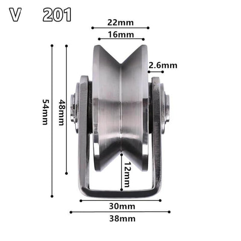 Pulley,Pulley Wheel, 201 Stainless Steel Bearing Pulley Wire Rope Pulley U-Type V-h-Shaped Groove Wheel Sliding Door Track Wheel Lifting(V Type Small)