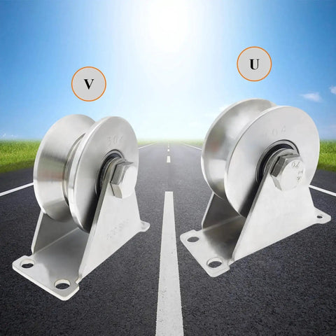 Stainless Steel 304 V Groove Gate Wheels Heavy Duty Track Roller With Double Bearing Plate Caster And V Shaped Bracket