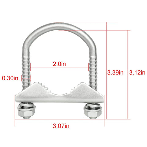 Outdoor Antenna Mast Clamp Kit With V Jaw Block And Four U Bolts Heavy Duty Galvanized Iron Hardware For Secure Pole Mount