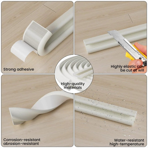 V-shaped white foam weather stripping seal, 19.7 ft, self-adhesive door gap sealer for exterior use