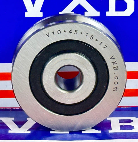 V10x45x15/17mm V Groove Track Roller Bearing With Extended Inner 2mm - VXB Ball Bearings