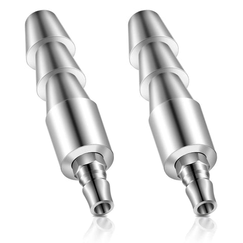 Two silver Vac U Lock adapters, quick air connectors, metal cylindrical fittings