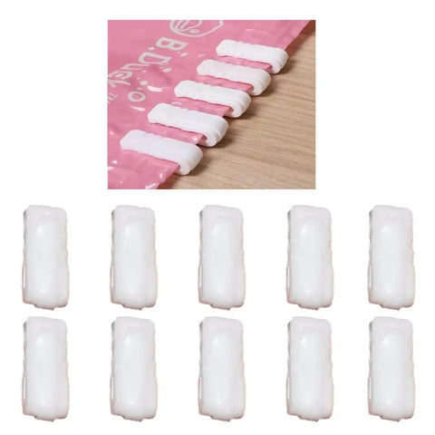 10 Pack Sealing Clip Zipper With Sliding Grip Airtight Vacuum Storage Bags Seals shown in use and individually displayed
