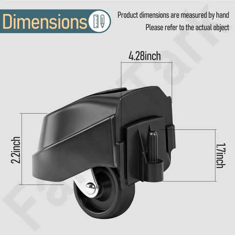 Side view of a caster from Foot And Caster Replacement Set For Wet And Dry Vacuum Cleaners 6 Gallon 9 Gallon 12 Gallon Models Compatible With Ridgid WD16650 WD06350 WD1665M WD1635 WD1635M WD1245M WD12500 WD12460 WD1270 WD09350, showing measurements.