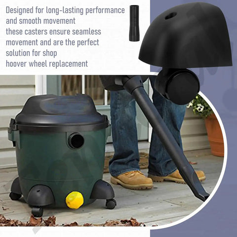 Caster Wheels And Foot Replacement Kit For Most Vacuums And A And B Cleaners Includes 2 Caster Wheels With Foot Set Replaces 8568000 8568010 8568011 8568009 Heavy Duty Casters Compatible With 90L400 86L250B And 90L550, installed on vacuum cleaner