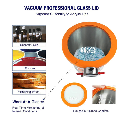 3 Gallon Pro Grade Tempered Glass Lid Vacuum Chamber Kit For Stabilizing Wood Degassing Silicones Epoxies And Essential Oils With Stainless Steel Degassing Chamber By BACOENG image with essential oils, epoxies, and wood examples.