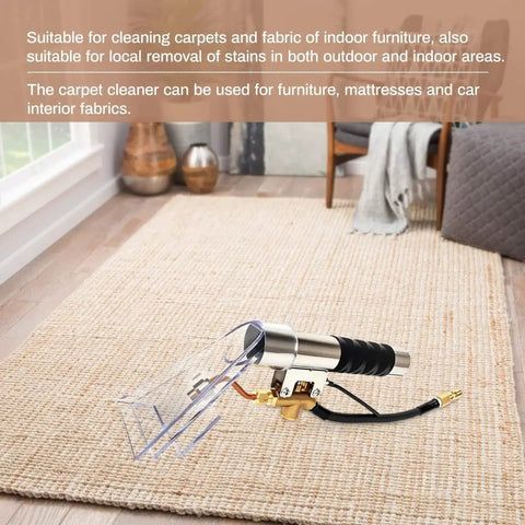 Extractor Wand And Cleaning Head For Vacuum Cleaners With Sealed Spray Design, shown on carpet for multi-surface use