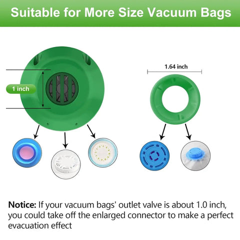 Suitable adapter connectors for Electric Vacuum Pump For Storage Bags Portable Bag Pump 3X Faster Than Hand Pumps With One Button Auto Seal