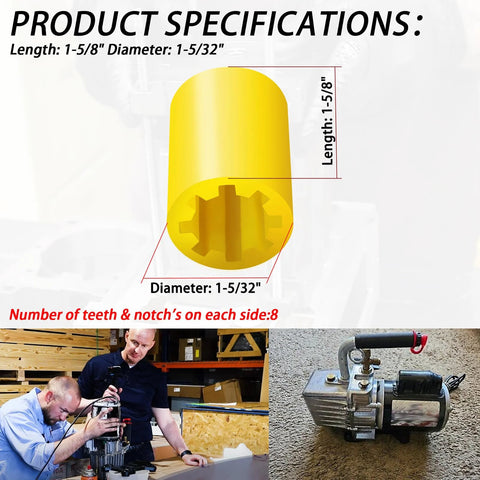 PR-77 yellow vacuum pump sleeve; 1-5/8 in long, 1-5/32 in dia, 8 teeth per side for PR-6 pump.
