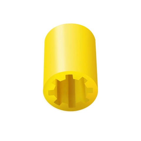 Yellow plastic vacuum pump coupler sleeve with internal spline gear, PR-77 compatible with PR-6.