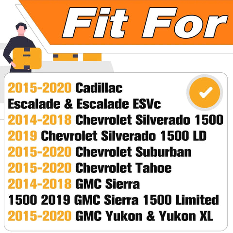 Compatibility list for Plug And Play Vacuum Pump Replacement For 2015 2020 Cadillac Escalade, Chevrolet Silverado, GMC Sierra