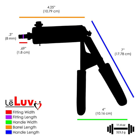 Ultima Vacuum Pump Handle With Aluminum Chamber And Black Padded Rubber Grips, dimensional diagram with measurements and weight